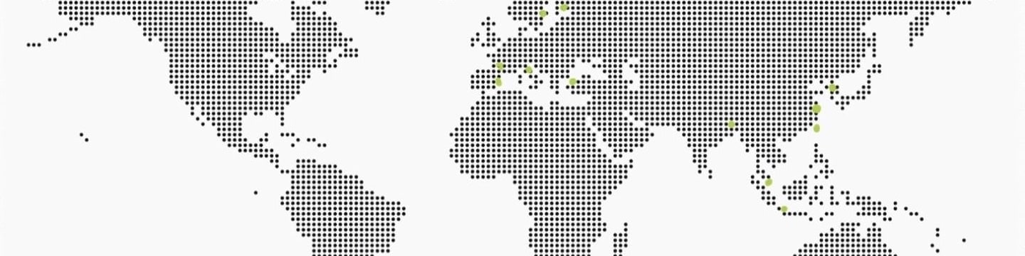Weltkarte mit Markierungen, in welchen Ländern wiir übber ein besonders enges Netzwerk von Exxperten verfügen